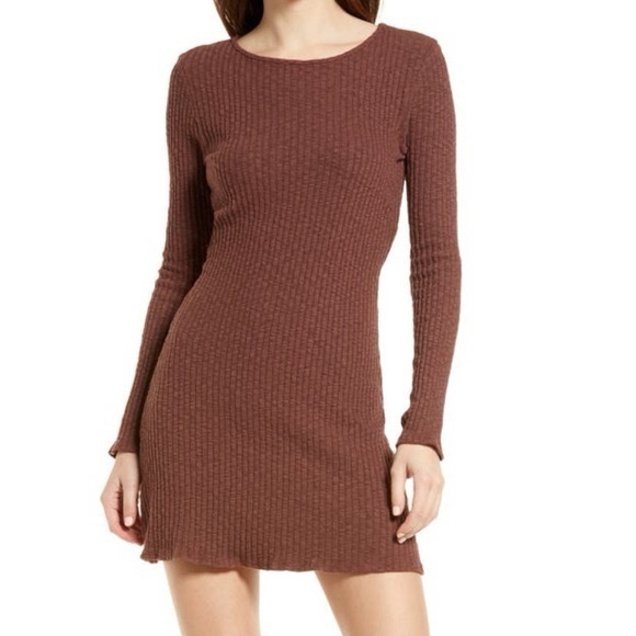 Lisa Says Gah Dresses & Skirts - Lisa Says Gah Olivia Knit Brown Long Sleeve Sweater Dress *Hole* - S